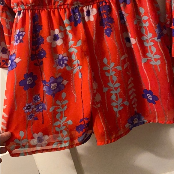 Floral red romper - Picture 3 of 4